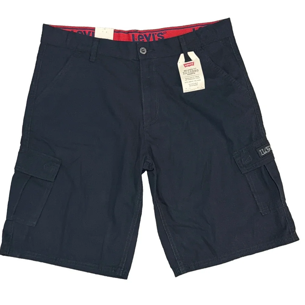 Levi's Relaxed Fit XX Black Cargo Shorts Men's 34x10 Adjustable Waist 18H